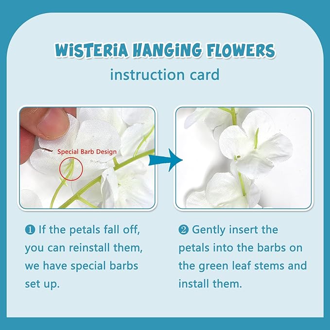 5 Pack Lake Blue Wisteria Hanging Flowers Garland, 3.77 Feet Artificial Flower Vines, Fake Wisteria, Artificial Vines Hanging Garland for Backdrop Outdoor Yard Garden Decor
