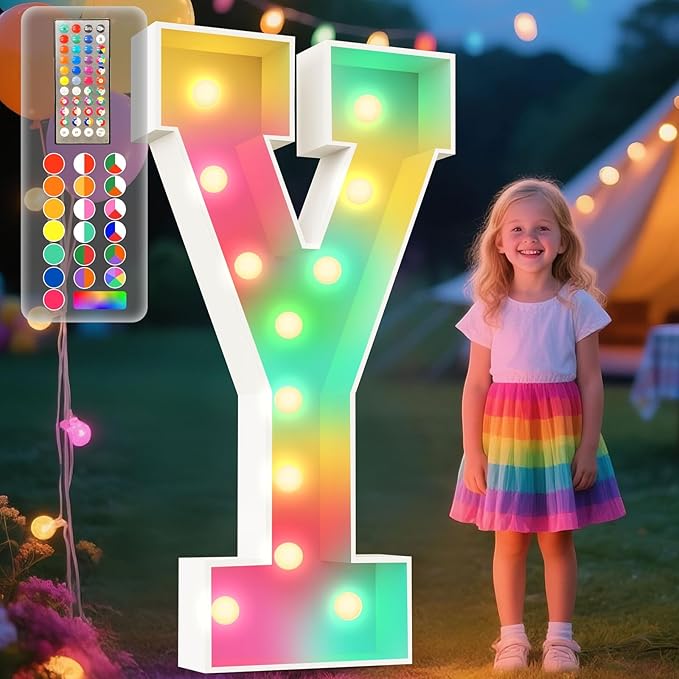 Party Decorations: 4 ft Light Up Marquee Letters with Remote Control