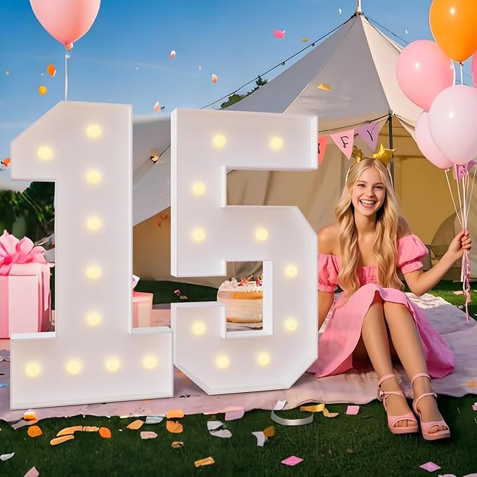 Event Party Marquee Numbers, 4 Ft Light Up Foam Board Decor