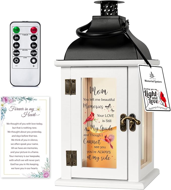 Decorative Candle Lantern Memorial Gift, Wood and Metal, 14 x 6 x 6 Inch