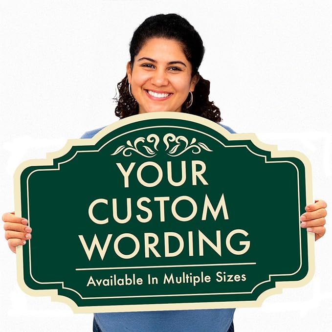 Custom Decorative Outdoor Metal Signs, Personalized Aluminum Signs, Customized Driveway Signs, Waterproof Signs Made In USA, Design 2 Forest Green 42x28 In