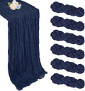6 Pack Navy Blue Cheesecloth Table Runner 10ft Boho Gauze Fabric Cheese Cloth Table Runner 35 x 120 Inch Rustic Sheer for Romantic Wedding Decor Baby Shower Party Table Decoration
