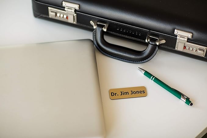 Custom Engraved Name Tag Badges – Personalized Identification with Pin or Magnetic Backing, 1.5 Inches x 3 Inches, White/Red
