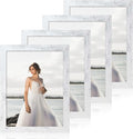 8.5x11 Picture Frame Set of 4, Distressed White Certificate Frame with Real Glass, Wood Photo Frames 8.5 by 11 Diploma Document for Wall Hanging and Tabletop Display