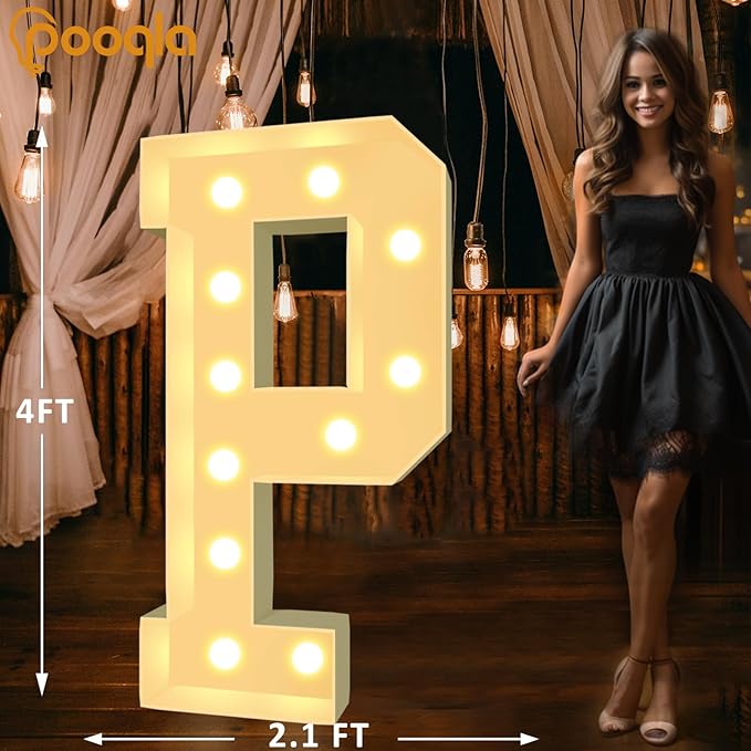 Party Decoration Marquee Letter, 4 FT LED Mosaic, Warm or Cool White