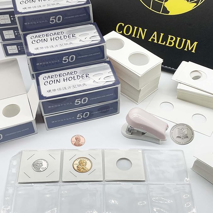 200 PCS Premium Cardboard Coin Flips 2 x 2 inch Coin Collection Supplies for Large Dollar, Mylar Coin Flips Coin Holders for Collectors (Large Dollar Coin Flips)