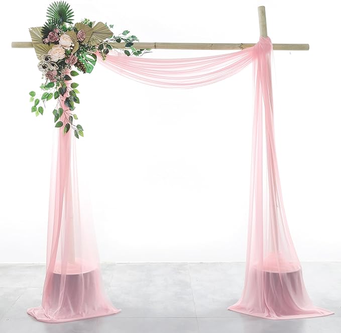 Backdrop Fabric Panels, Blush Pink Sheer Chiffon, 30 In x 50 Ft (Set of 2)