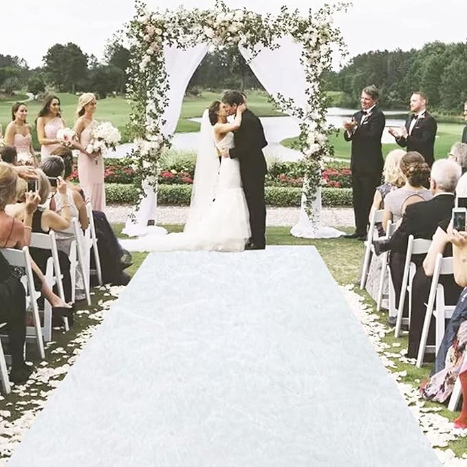 Aisle Runner White Velvet 4 ft x 25 ft with Carpet Tape