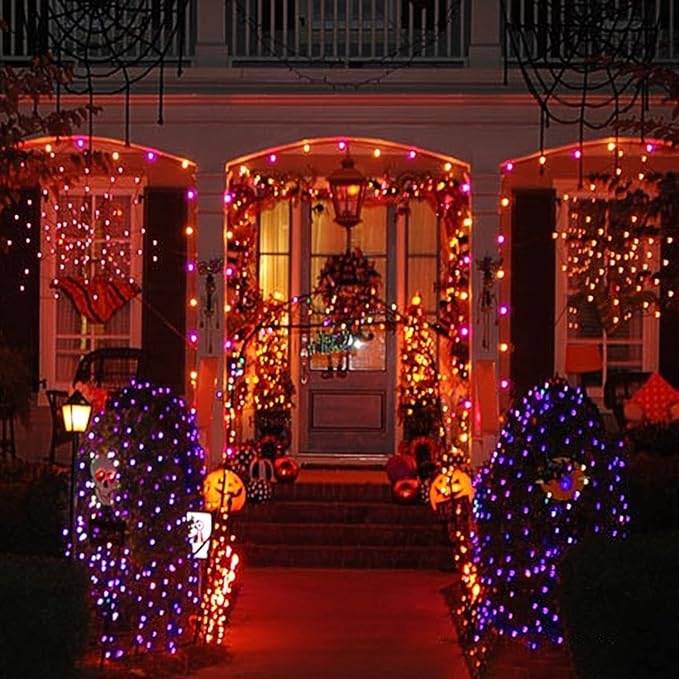 String Lights, 168ft 600-LED Orange-to-Purple Outdoor Halloween Decor