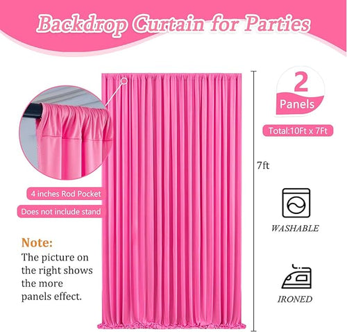 10 x 7 Feet Pink B Backdrop Curtain for Partie, Background Curtains for Photoshoot, Birthday, Wedding, Halloween, Thanksgiving, Christmas Day, New Year Party Decorations 5Ft x 7Ft, 2 Panels