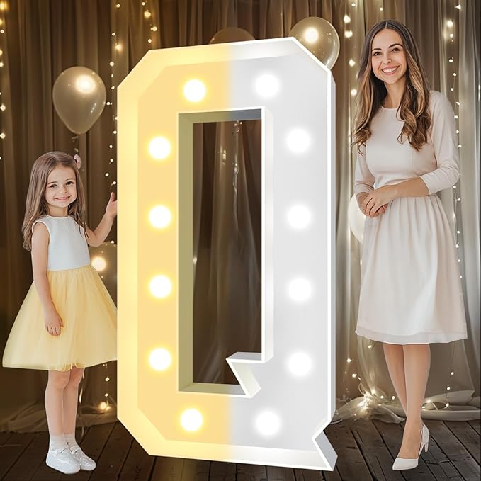 Marquee Light Up Letter Q Decor, 4 FT Mosaic, Warm or Cool White