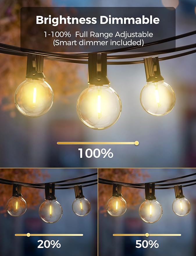 String Lights 150 Ft G40 Globe Dimmable with App and Voice Control