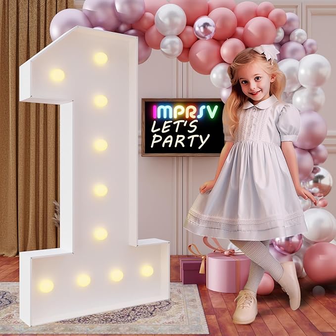 Party Supplies Light-Up Marquee Numbers, 4 Ft Tall Foam Board Set with Bulbs