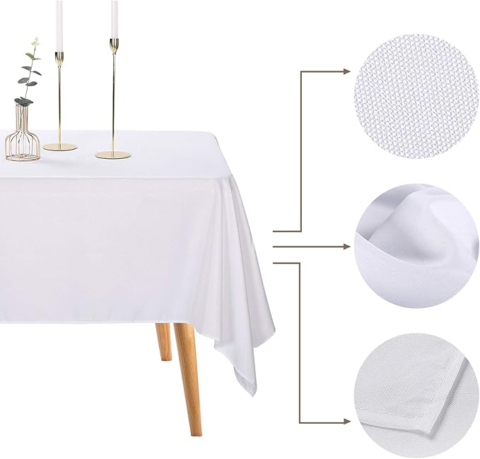 Rectangular Polyester Tablecloths, 6-Pack, 60 x 102 Inch, White