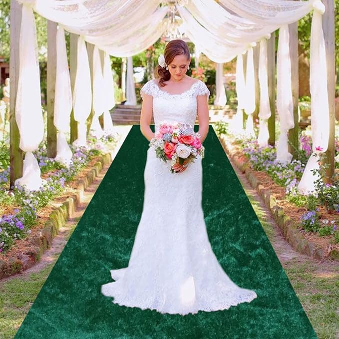 Aisle Runners Emerald Green Velvet, 4 ft x 25 ft, Indoor and Outdoor Use