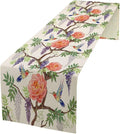 Vintage Bird Flower Table Runner Seasonal Spring Purple Wisteria Garden Plants Lavender Pink Florals Farmhouse Country Kitchen Dinner Runner Dining Table Decoration for Home Party Holiday 13"x70"