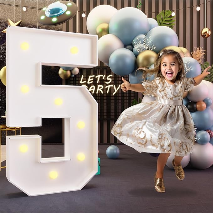 Party Supplies: 3 Ft Light Up Marquee Number 5 Foam Board Sign