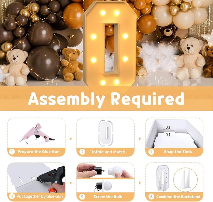 Party Supplies Light-Up Marquee Number Sign, 3 Ft Foam Board Decor