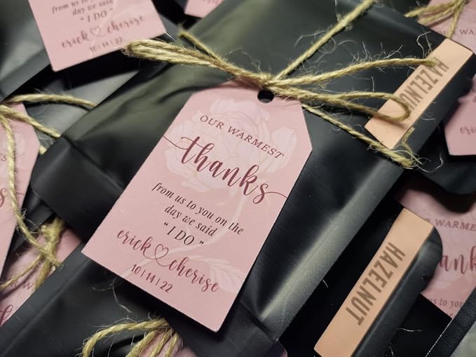 Personalized Gift Tags, Thank You Tags for Wedding Birthday Business Party Favors, Custom Hang Tags with Your Text and String, 2 X 3.75 Inch (Wreath Pattern 2)