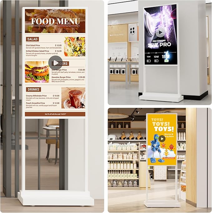 43 Inch Digital Signage Display Kiosk, Indoor Floor Standing Advertising Display Poster, LCD Commercial Display with Auto Media Player, Android System, USB/WiFi