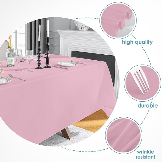 Tablecloths, 6 Pack Pink Rectangular Polyester, 90 x 156 Inch