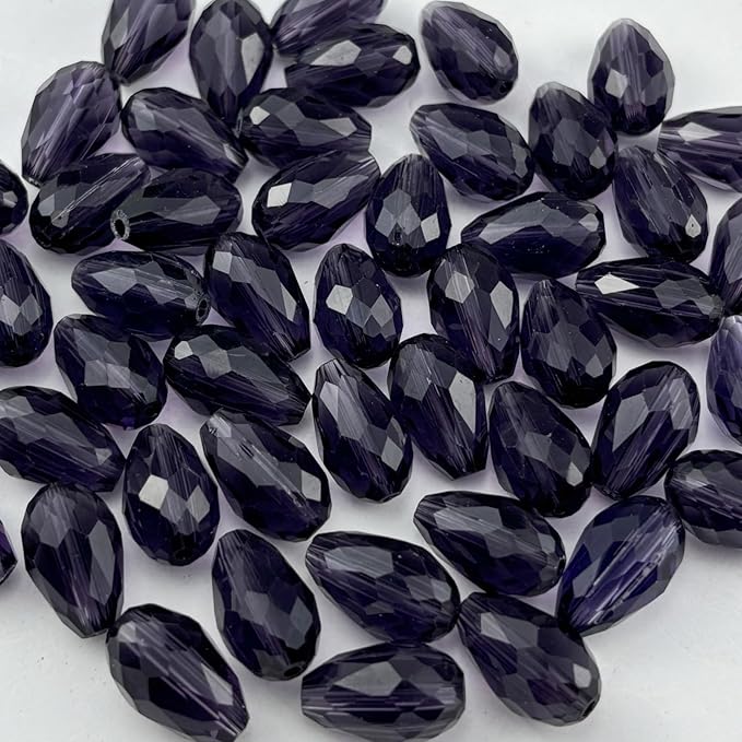 150pcs 4x6mm Teardrop Crystal Glass Beads for Jewelry Making, Faceted Vertical Hole Teardrop Glass Spacer Beads for Wind Chimes Bracelet Earring Necklace DIY Craft(Violet)