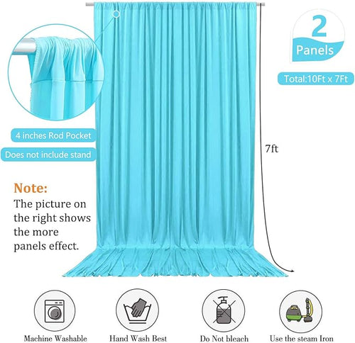 10 x 7 Feet Sky Blue Backdrop Curtain for Partie, Background Curtains for Photoshoot, Birthday, Wedding, Halloween, Thanksgiving, Christmas, New Year Party Decorations 5Ft x 7Ft, 2 Panels