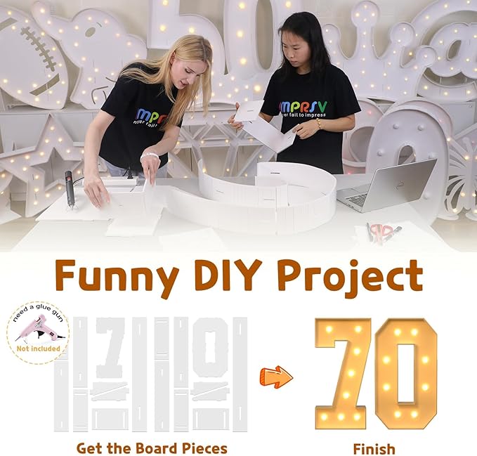 Event Party Supplies Light Up Marquee Numbers, 3 Ft Tall Foam Board Decor