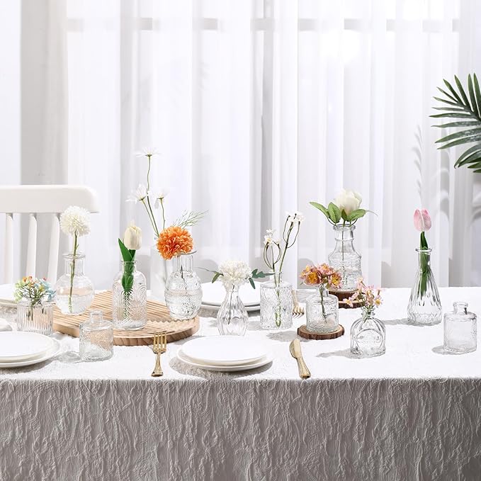 Bud Vases Set of 12, Small Glass Vases for Centerpieces, Small Flower Vases for Centerpieces, Vintage Mini Vase, Clear Bud Vase for Wedding Table Decor