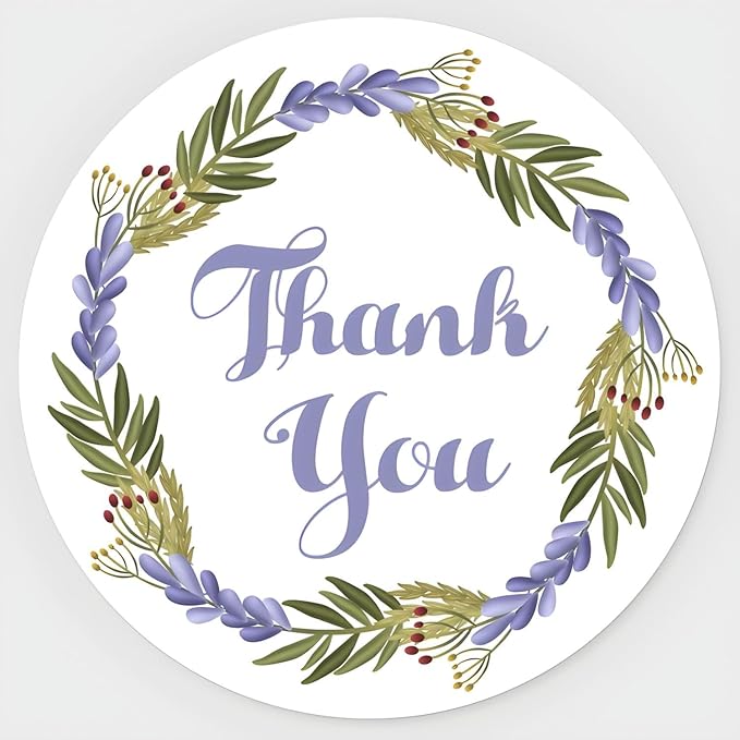 Custom Stickers for Weddings, Birthdays & Businesses - Personalized Labels with Your Logo - Waterproof, Fade and Heat Resistant - Pack of 100-1000 (Wreath O, 2.5 Inch)