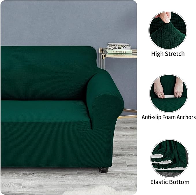 Sofa Slipcover for Loveseat in Hunter, Stretch Fit, Water Repellent