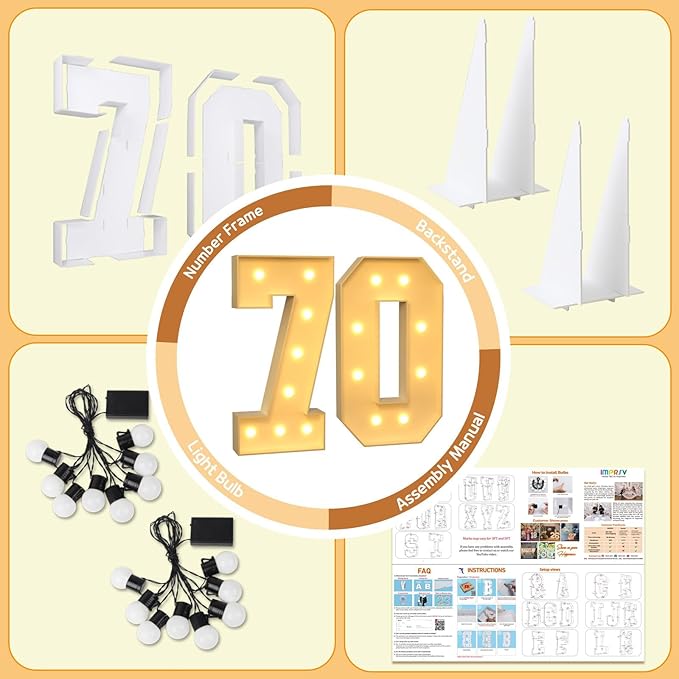 Event Party Supplies Light Up Marquee Numbers, 3 Ft Tall Foam Board Decor