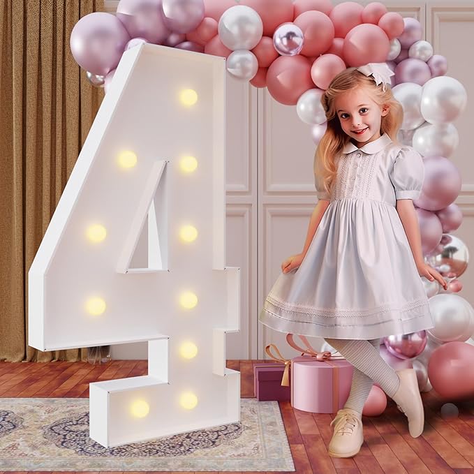 Party Supplies Light-Up Number 4 Marquee Sign, 4 ft Foam Board DIY Kit