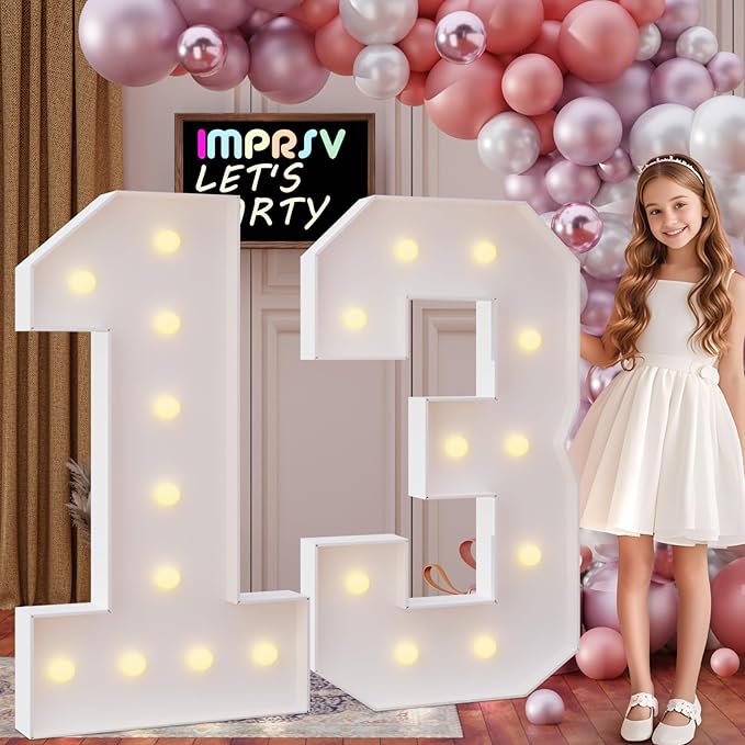 Party Supplies Light Up Marquee Number 13 Sign, 4 ft Foam Board