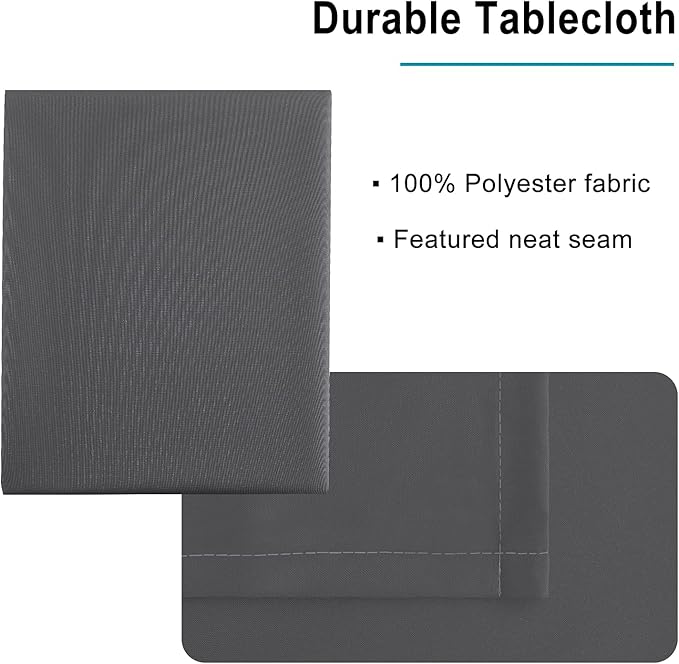 Hiasan Grey Tablecloth for Rectangle Tables - 70 x 140 inch - Waterproof, Spillproof & Wrinkle Resistant Washable Polyester Table Cloth for Dining/Party/Outdoor Picnic