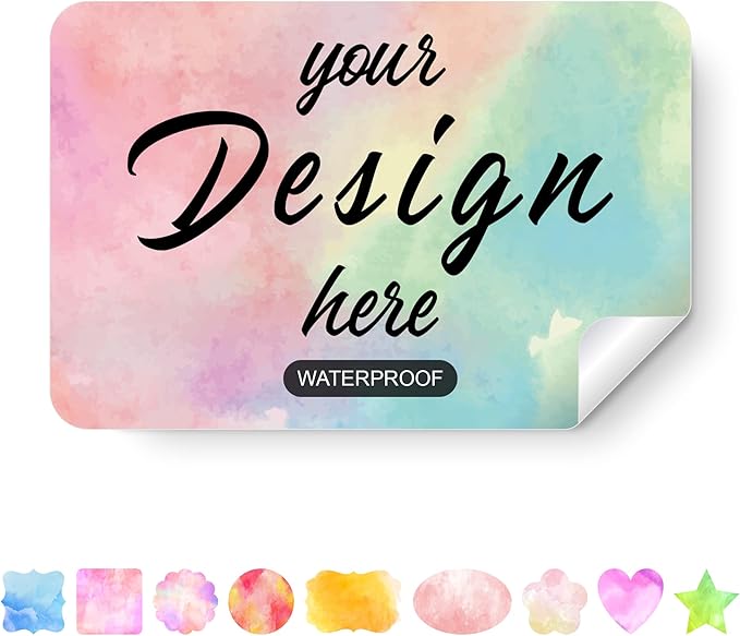 Custom Stickers - Personalized Labels with Custom Design, Watercolor Style, 100 Rectangular Labels (1.5"x1")
