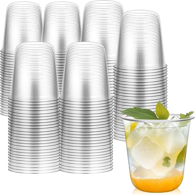 Disposable Plastic Cups 12 oz Clear, Pack of 100