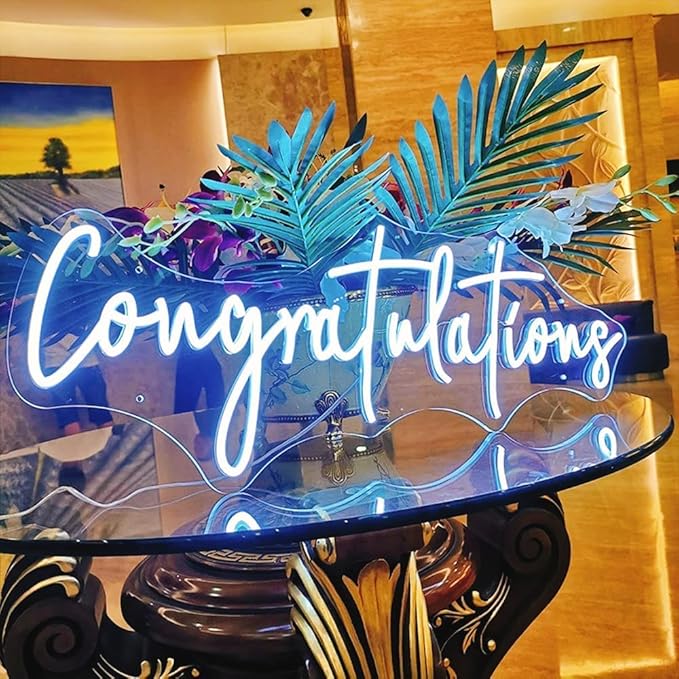 Lighted Neon Sign, USB Powered Congratulation Wall Decor for Parties