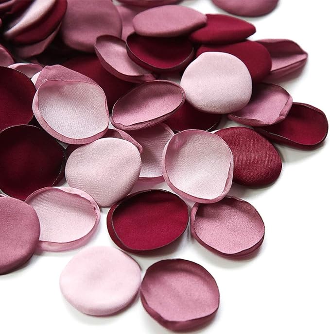 Floroom 500pcs Rose Petals Burgundy Maroon Mauve Faux Silk Flower Petals for Wedding Flower Girl Basket Aisle Scatter Table Centerpieces Party Confetti Bridal Shower Romantic Night Decoration