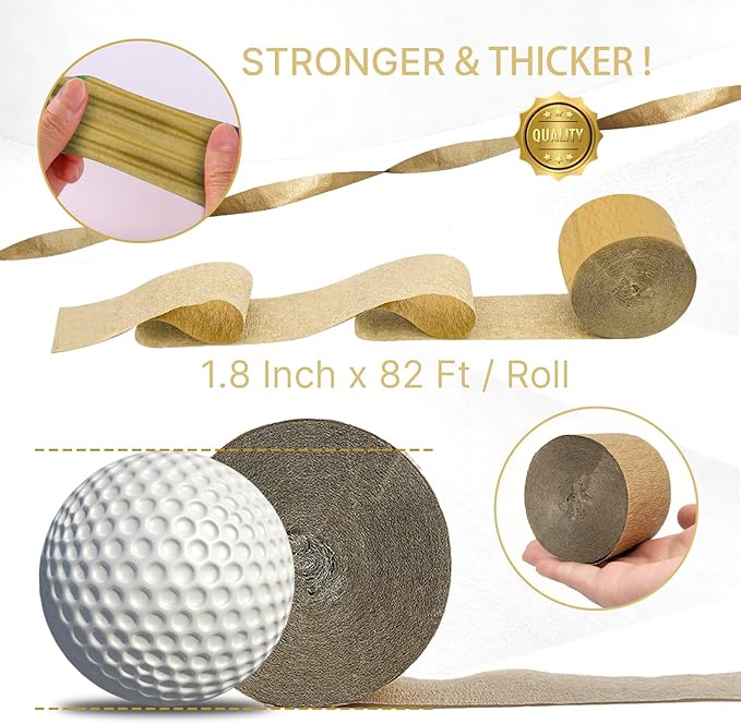 PartyWoo Metallic Gold and Silver Crepe Paper Streamers 4pcs 328ft Pack of Metallic Gold Silver Crepe Paper Streamers for Birthday Bridal Shower Engagement New Year Eve Graduation Party Decorations