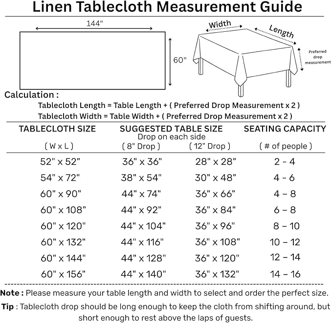 Solino Home Linen Cinnamon Tablecloth 60 x 144 Inch - Classic Hemstitch, 100% Pure Linen Rectangular Tablecloth - Machine Washable Table Cloth for Fall, Autumn, Halloween, Thanksgiving