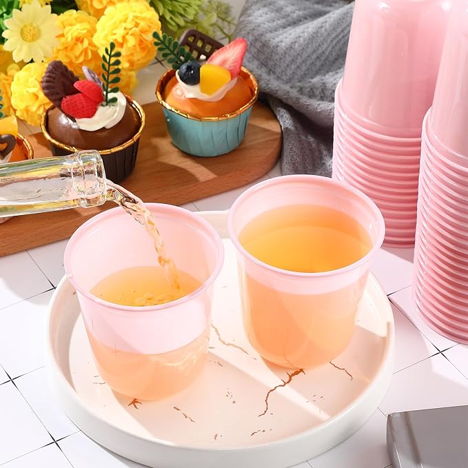 Disposable Plastic Wine Cups 12 oz Stemless Clear Party Glasses, 50 Count