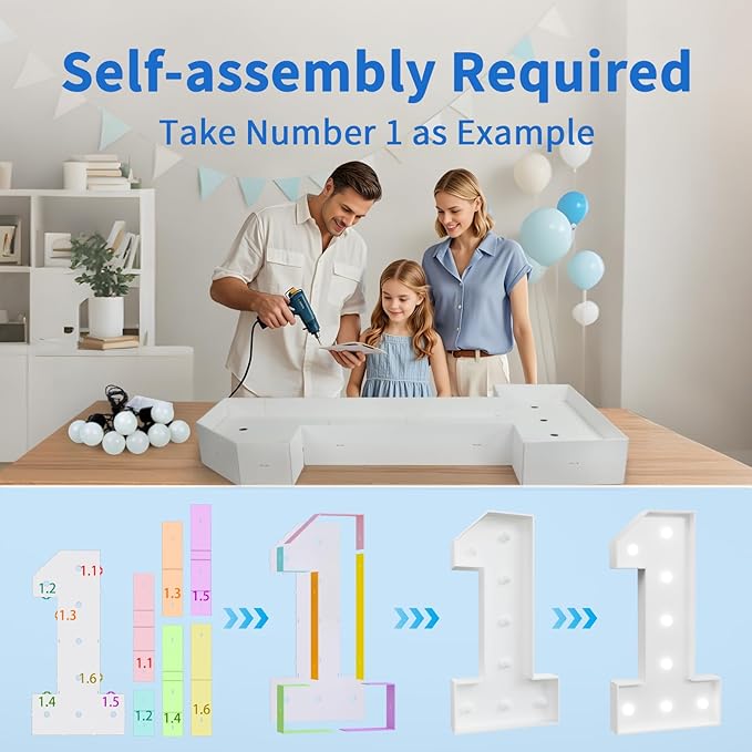 imprsv Marquee Numbers Large 46th-Birthday Decorations: 4ft Light Up Number Party Decor 46 Year Old 64th Birthday Decoration Backdrop 64 Anniversary Cardboard Big Mosaic Balloon Frame Number 46