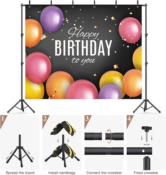 Background Support Equipment Kit, Adjustable 10x8ft, Aluminum Alloy