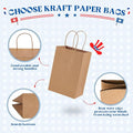 Gift Bags, Brown Kraft Paper, 5.25 x 3.75 x 8 Inch, Pack of 300