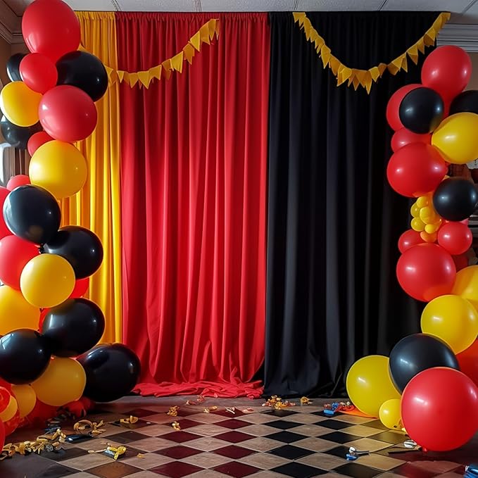 10×12ft Wrinkle Free Red Backdrop Curtain for Wedding Parties,2 Panels 5×12ft Long Soft Silky Polyester Backdrop Drapes Red Photo Back Drop Curtains for Photography Stage Christmas Background Cloth