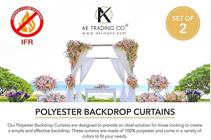AK TRADING CO. 10 feet x 8 feet IFR Polyester Backdrop Drapes Curtains Panels with Rod Pockets - Wedding Ceremony Party Home Window Decorations - Eggplant Purple