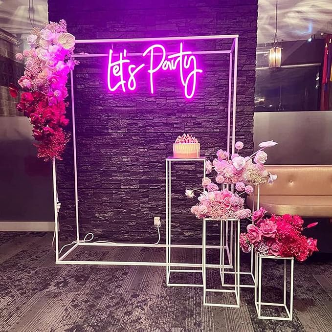 Lighted Neon Sign in Lets Party Color, USB Powered LED Wall Decor 18 Inch