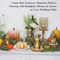 Decorative Candle Lanterns 5 Inch Mini Brushed Brass with Flicker LED