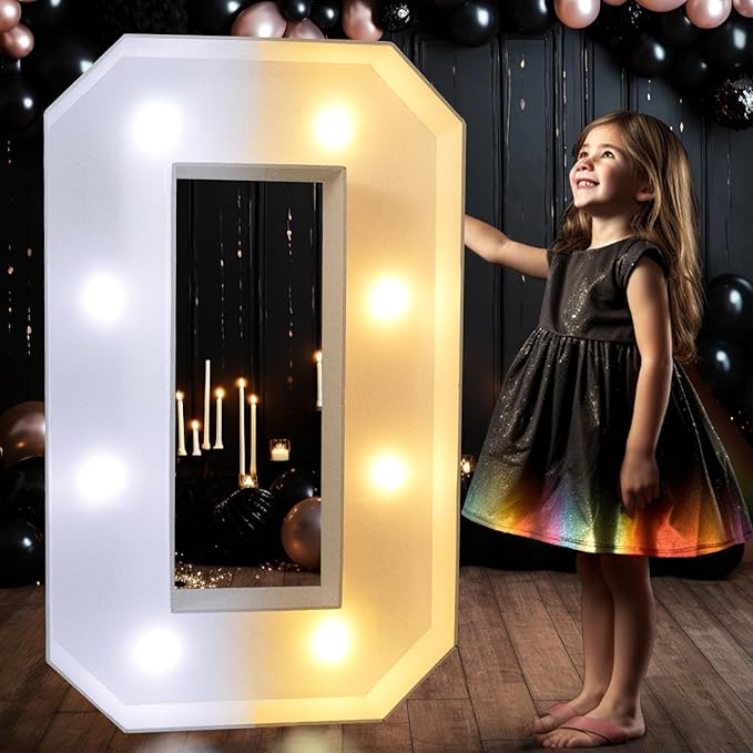 Decorations Light Up Number 0 Foam Marquee, 3 FT, White LED, Steady or Flash